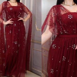 Beautiful beaded burgundy dress